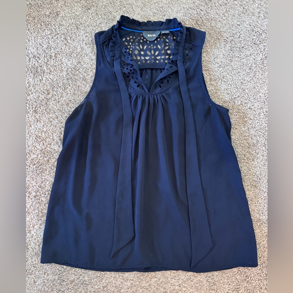 ANTHROPOLOGIE MAEVE Sleeveless Cut-Out Tie Blouse - Picture 1 of 3